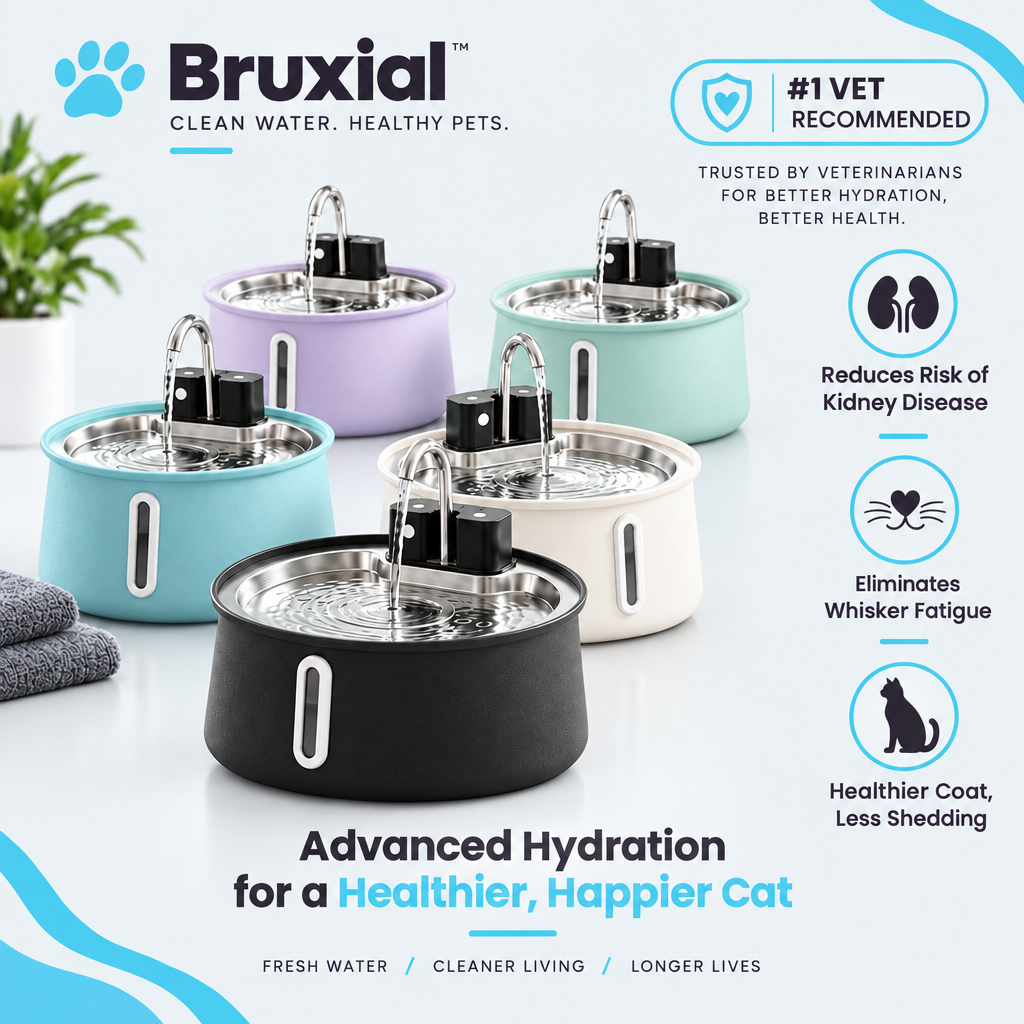 Bruxial wireless smart cat water fountain 2.0 - world's first AI-powered pet hydration system